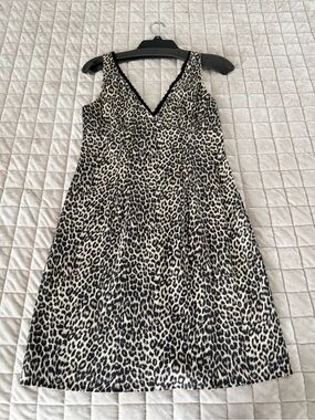 My Michelle Leopard Print V-Neck Stretch Fabric Dress with Black Lace trim